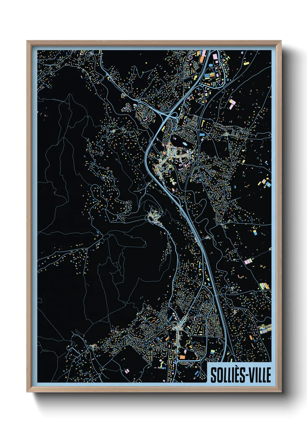 Une affiche de carte sur Solliès-Ville