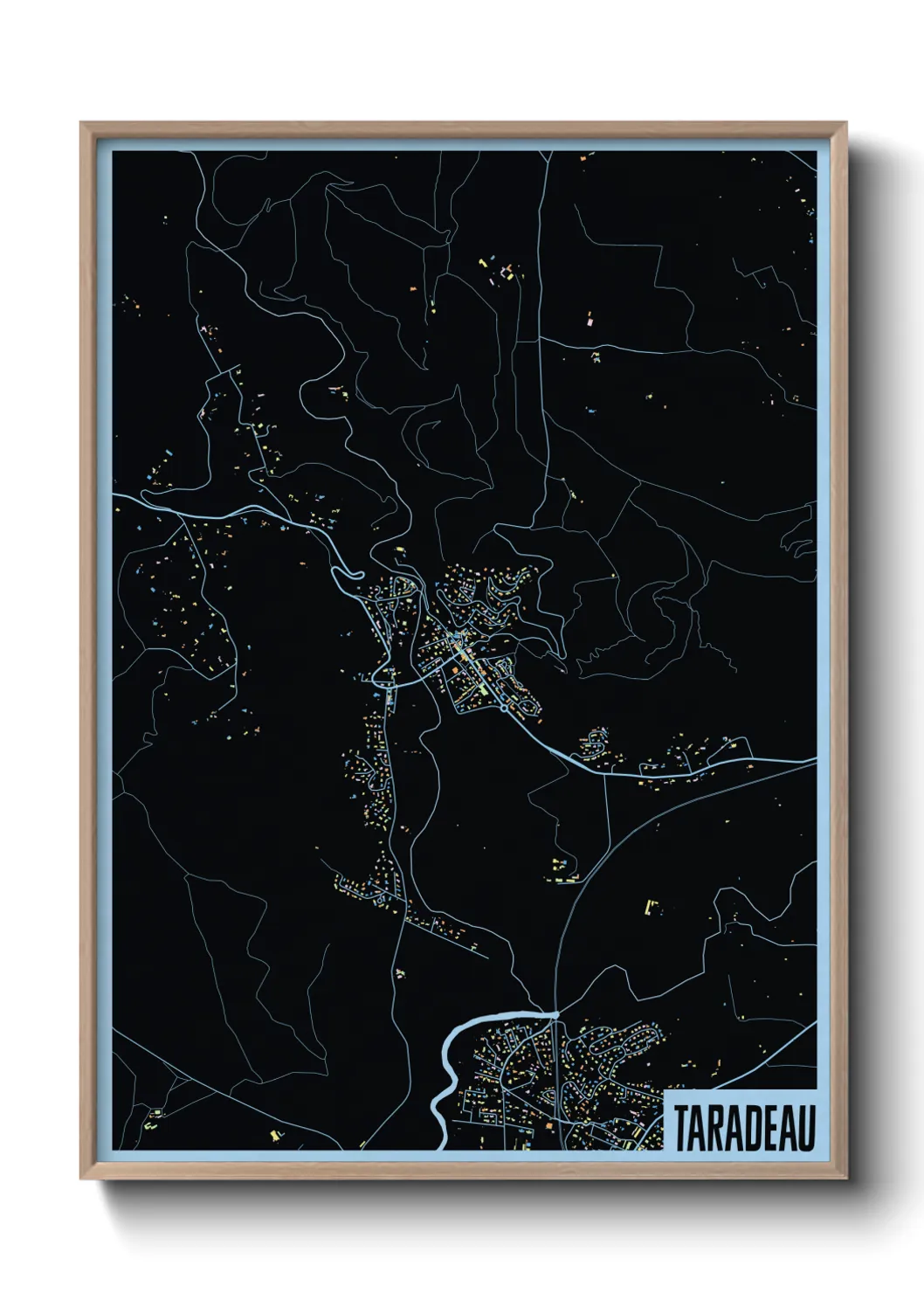 Une affiche de carte sur Taradeau