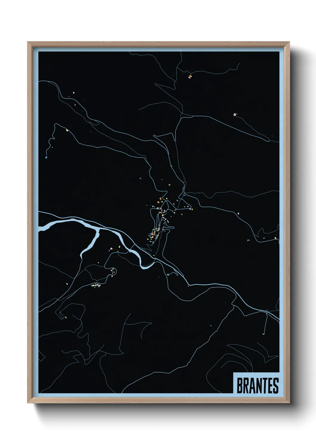 Une affiche de carte sur Brantes