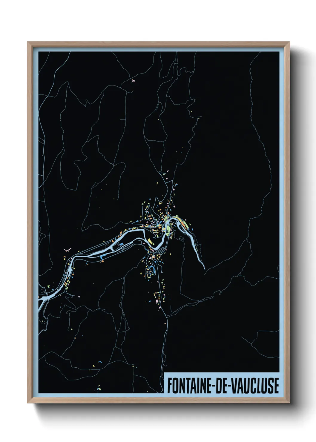 Une affiche de carte sur Fontaine-de-Vaucluse