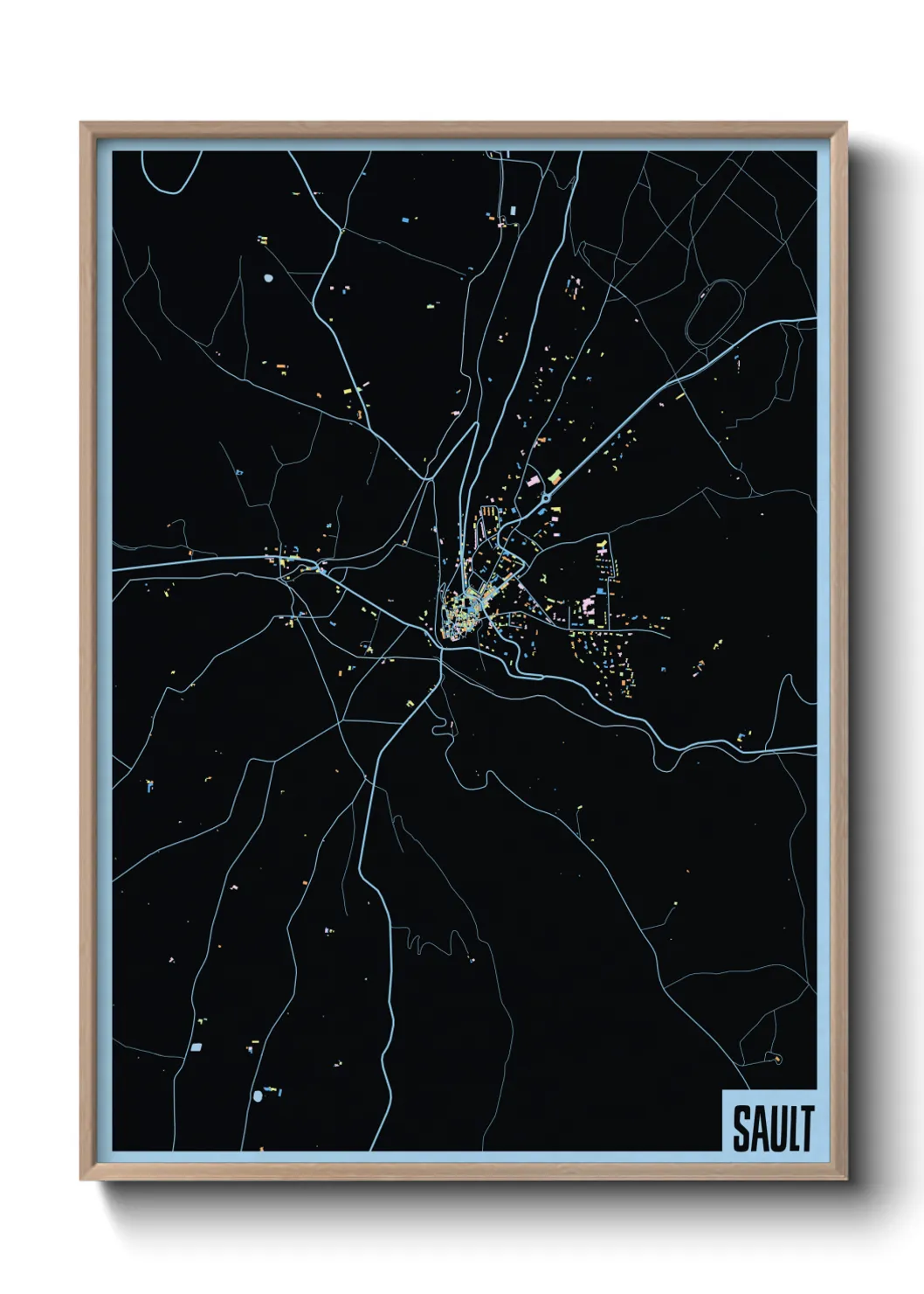 Une affiche de carte sur Sault