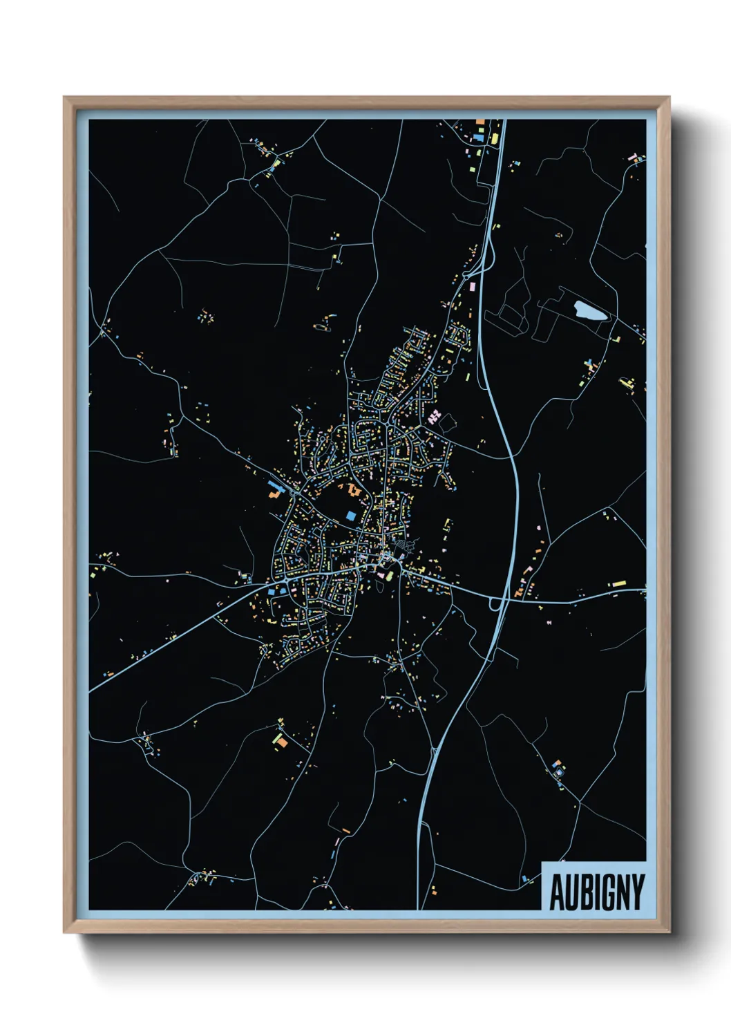 Une affiche de carte sur Aubigny