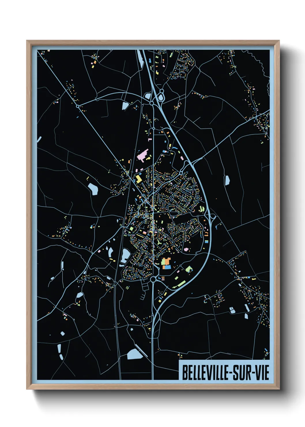 Une affiche de carte sur Belleville-sur-Vie