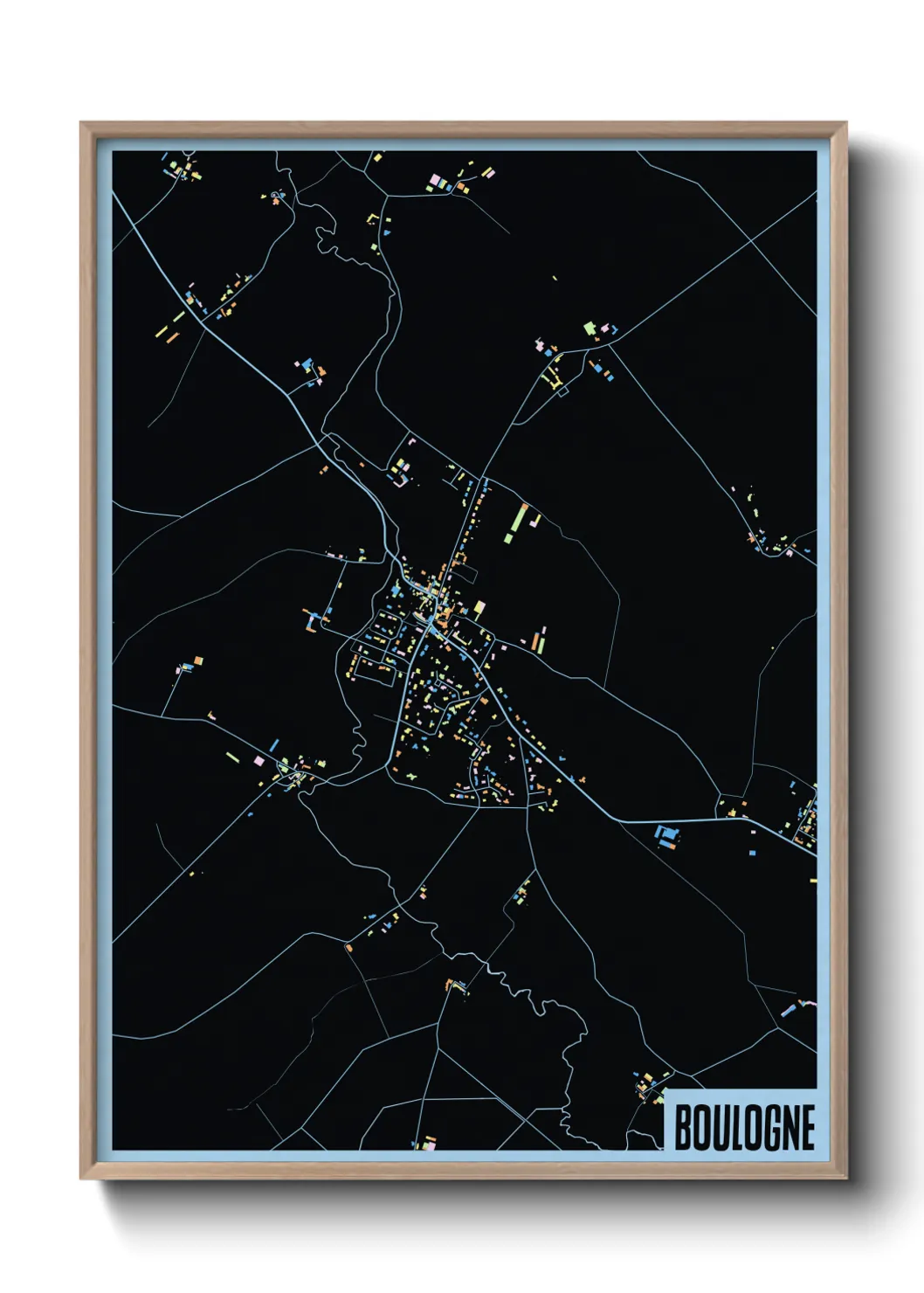 Une affiche de carte sur Boulogne