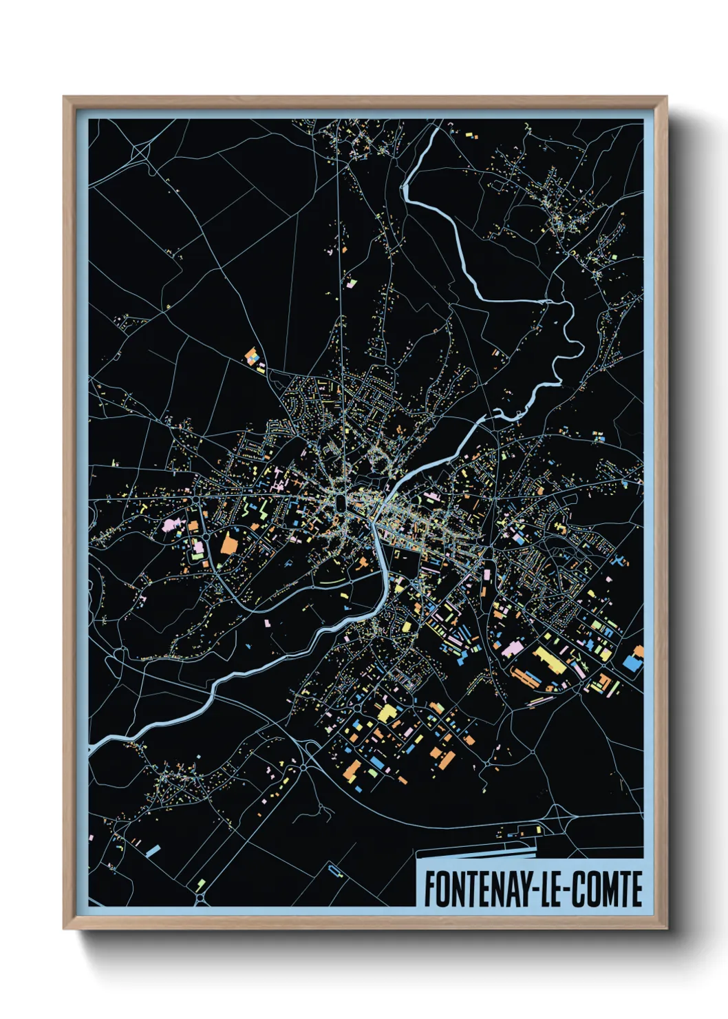 Une affiche de carte sur Fontenay-le-Comte