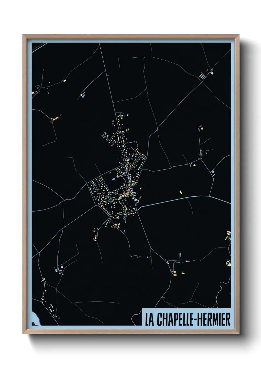 Une affiche de carte sur La Chapelle-Hermier