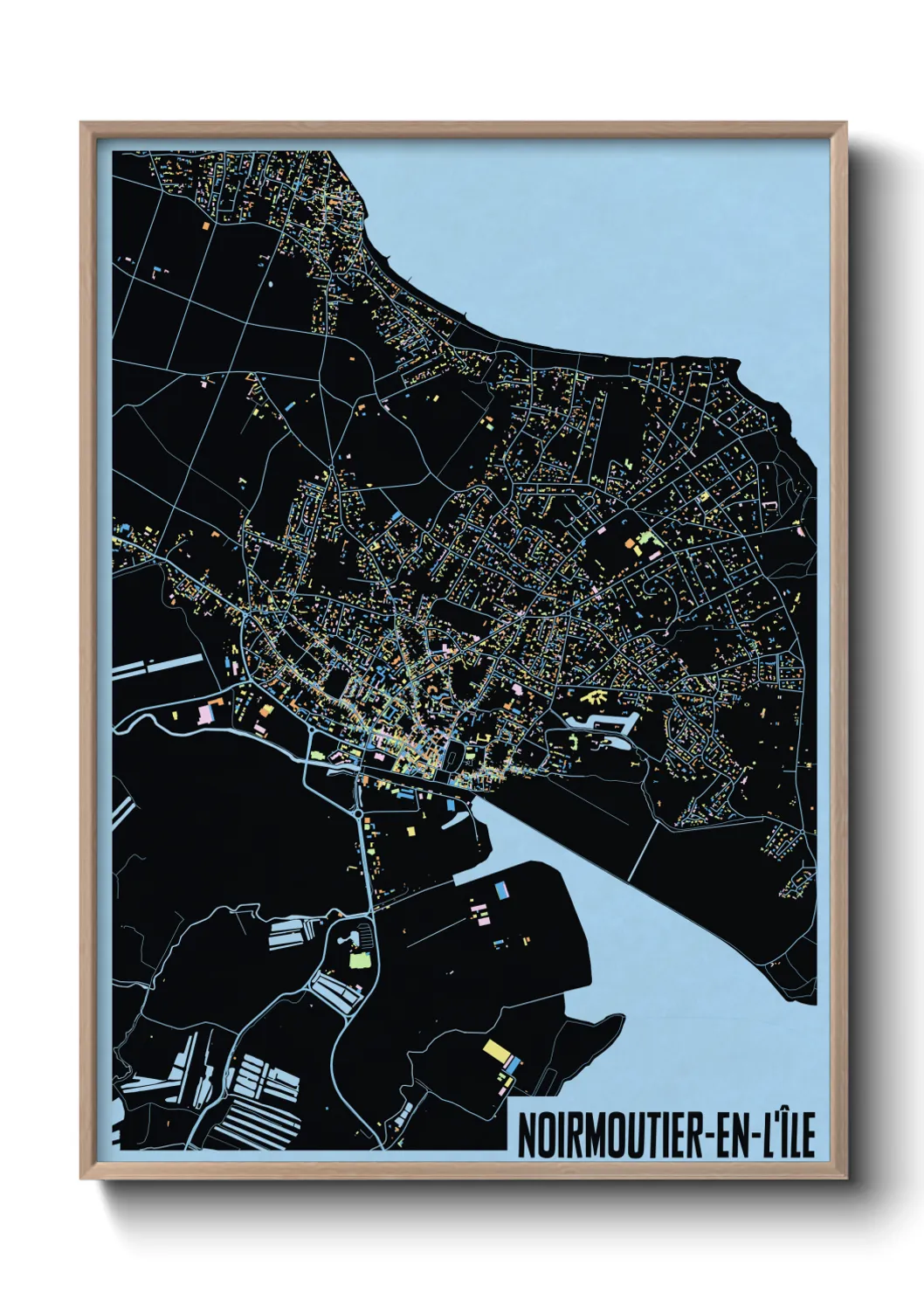 Une affiche de carte sur Noirmoutier-en-l'Île