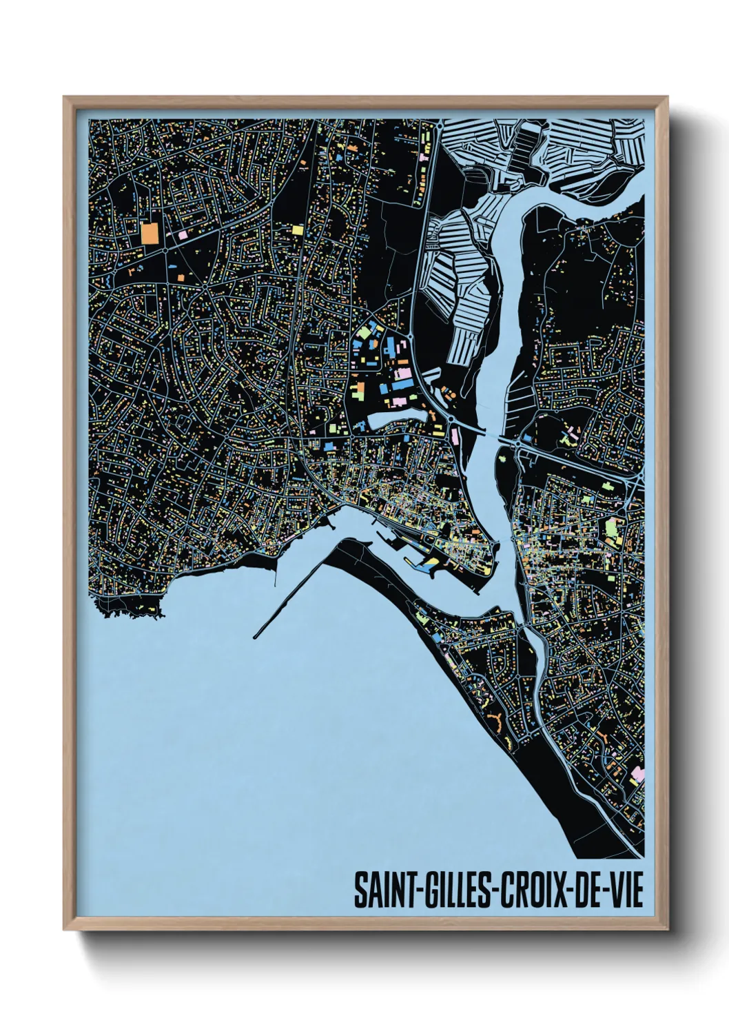 Une affiche de carte sur Saint-Gilles-Croix-de-Vie