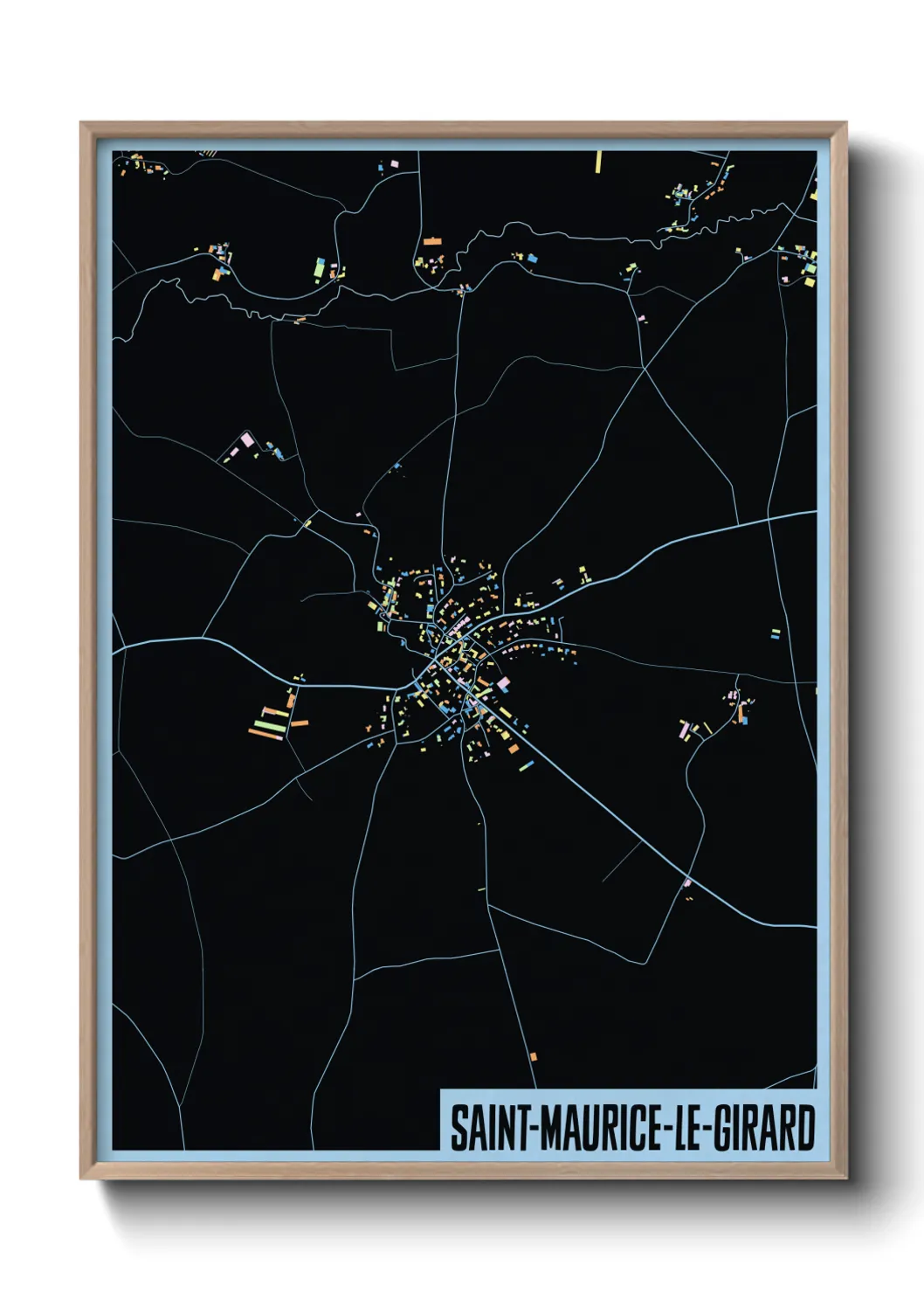 Une affiche de carte sur Saint-Maurice-le-Girard