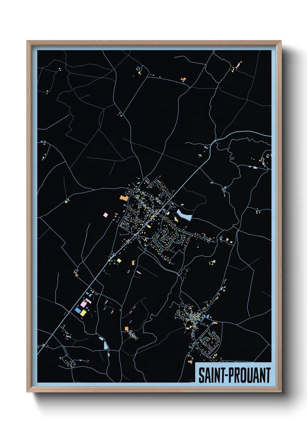 Une affiche de carte sur Saint-Prouant