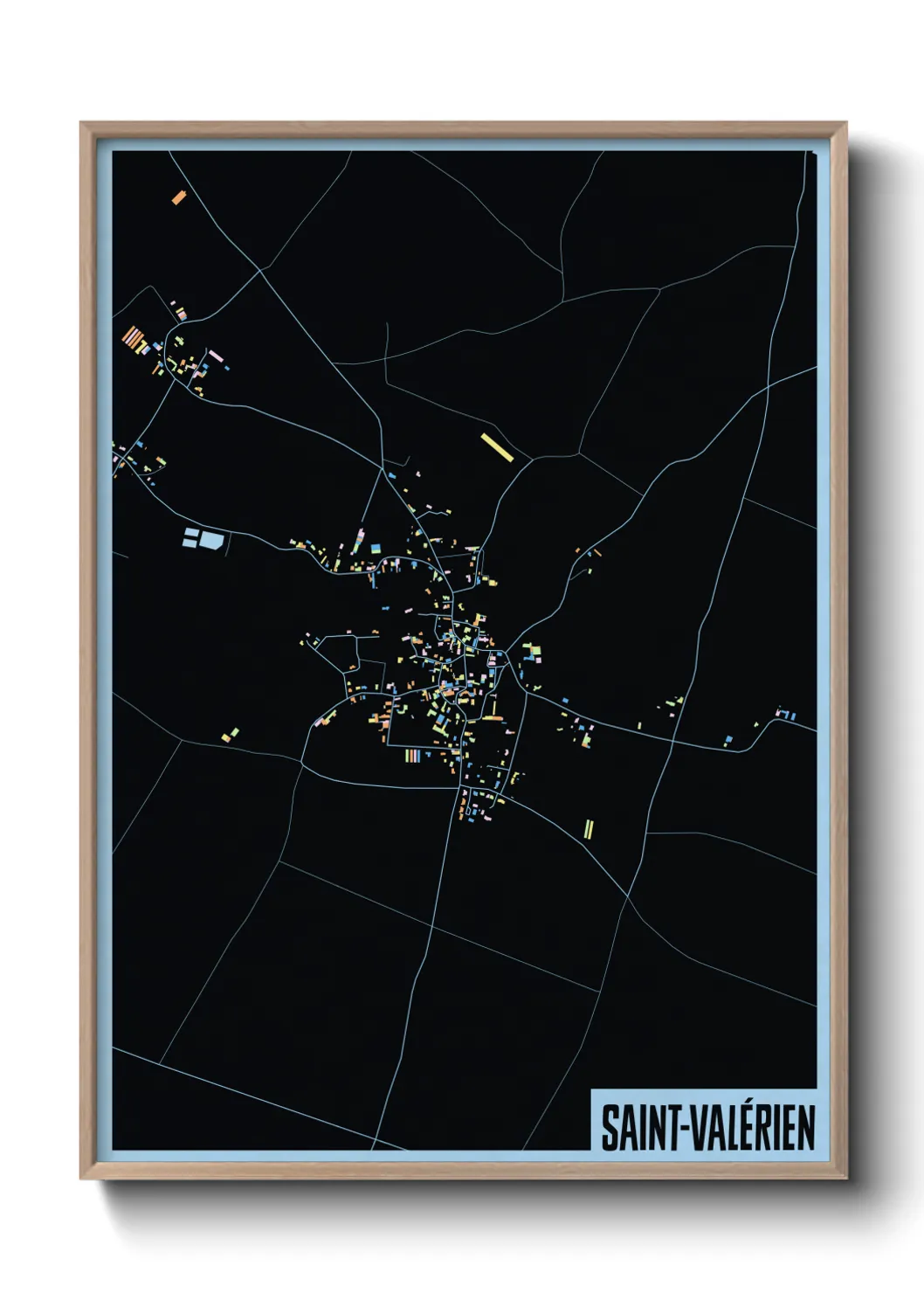 Une affiche de carte sur Saint-Valérien