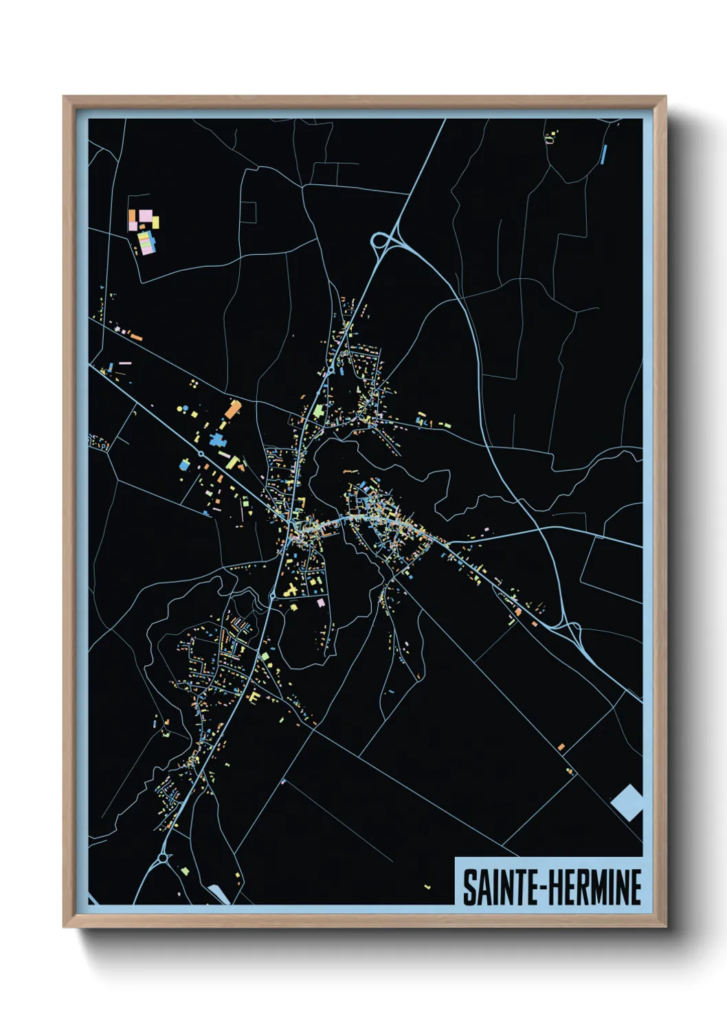 Une affiche de carte sur Sainte-Hermine