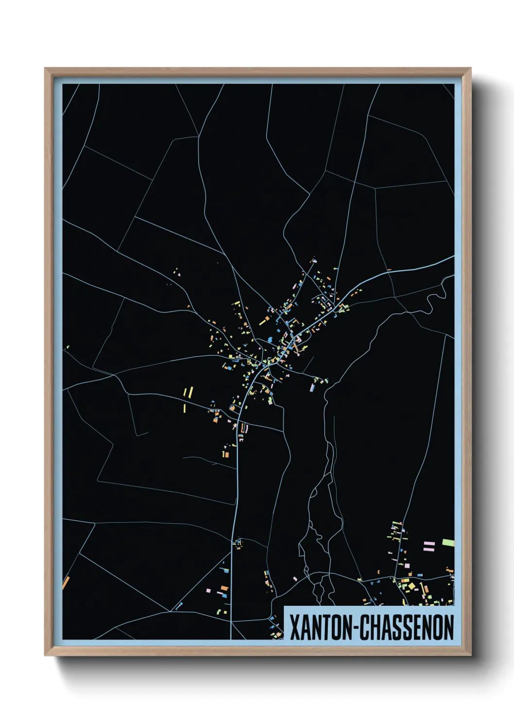 Une affiche de carte sur Xanton-Chassenon