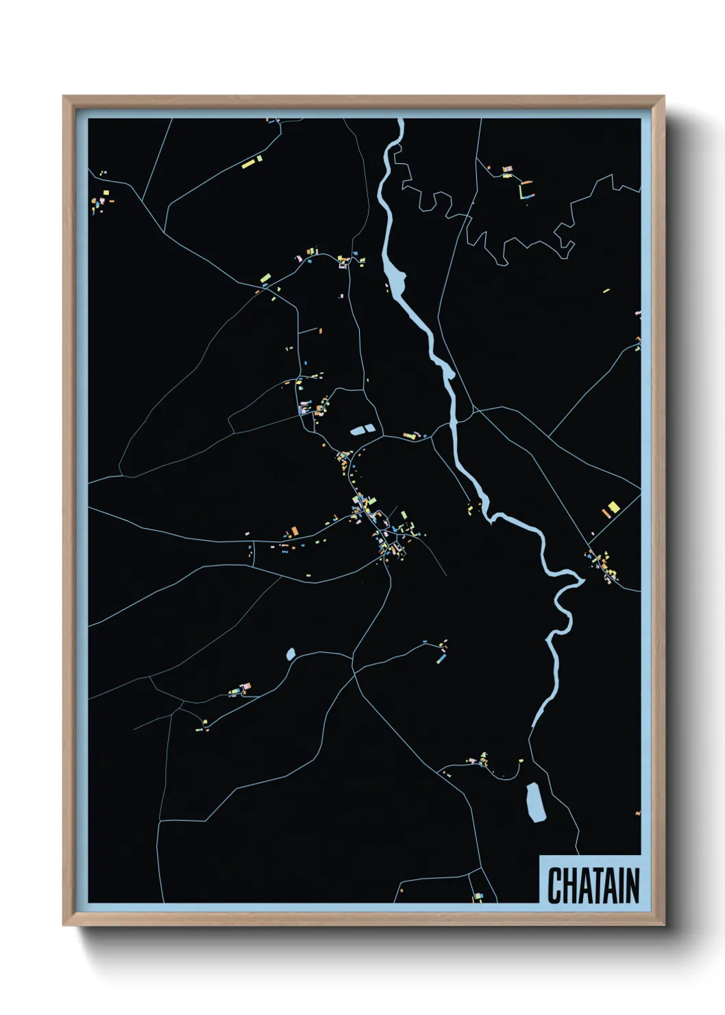 Une affiche de carte sur Chatain