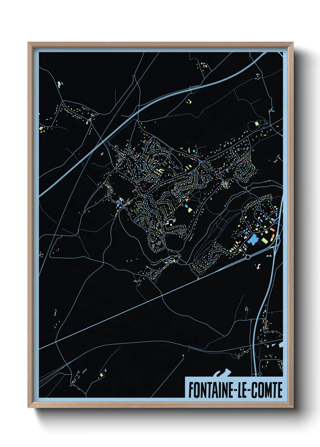 Une affiche de carte sur Fontaine-le-Comte