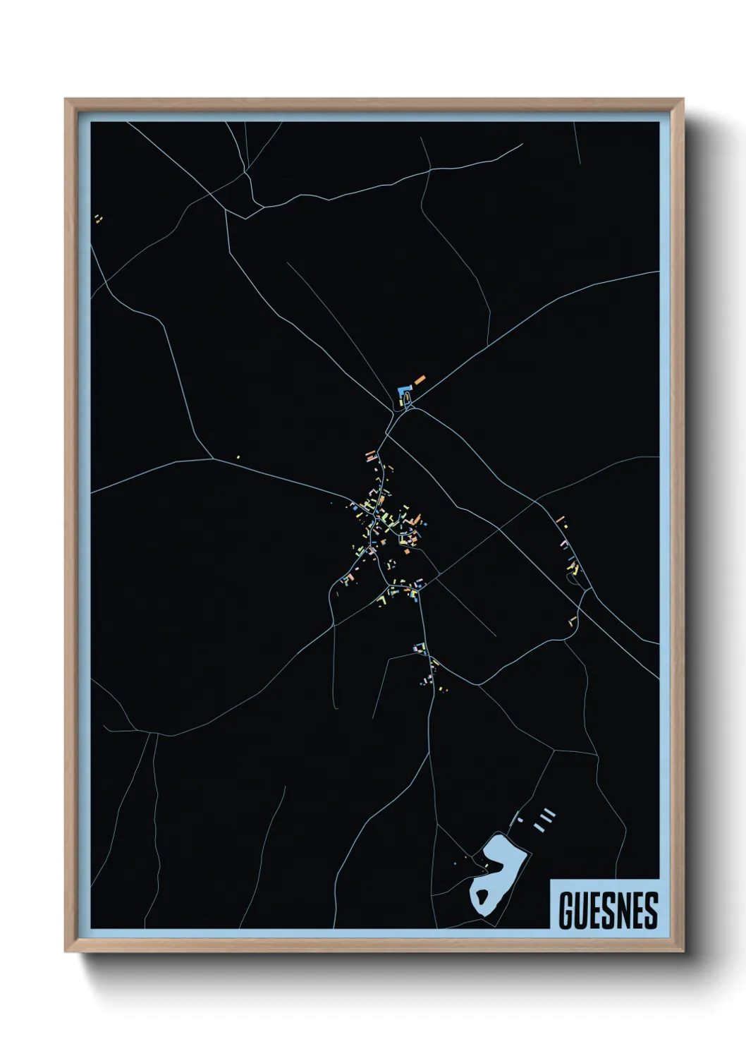 Une affiche de carte sur Guesnes