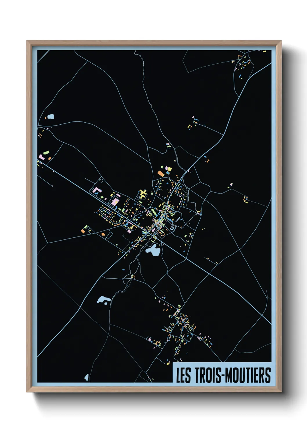 Une affiche de carte sur Les Trois-Moutiers