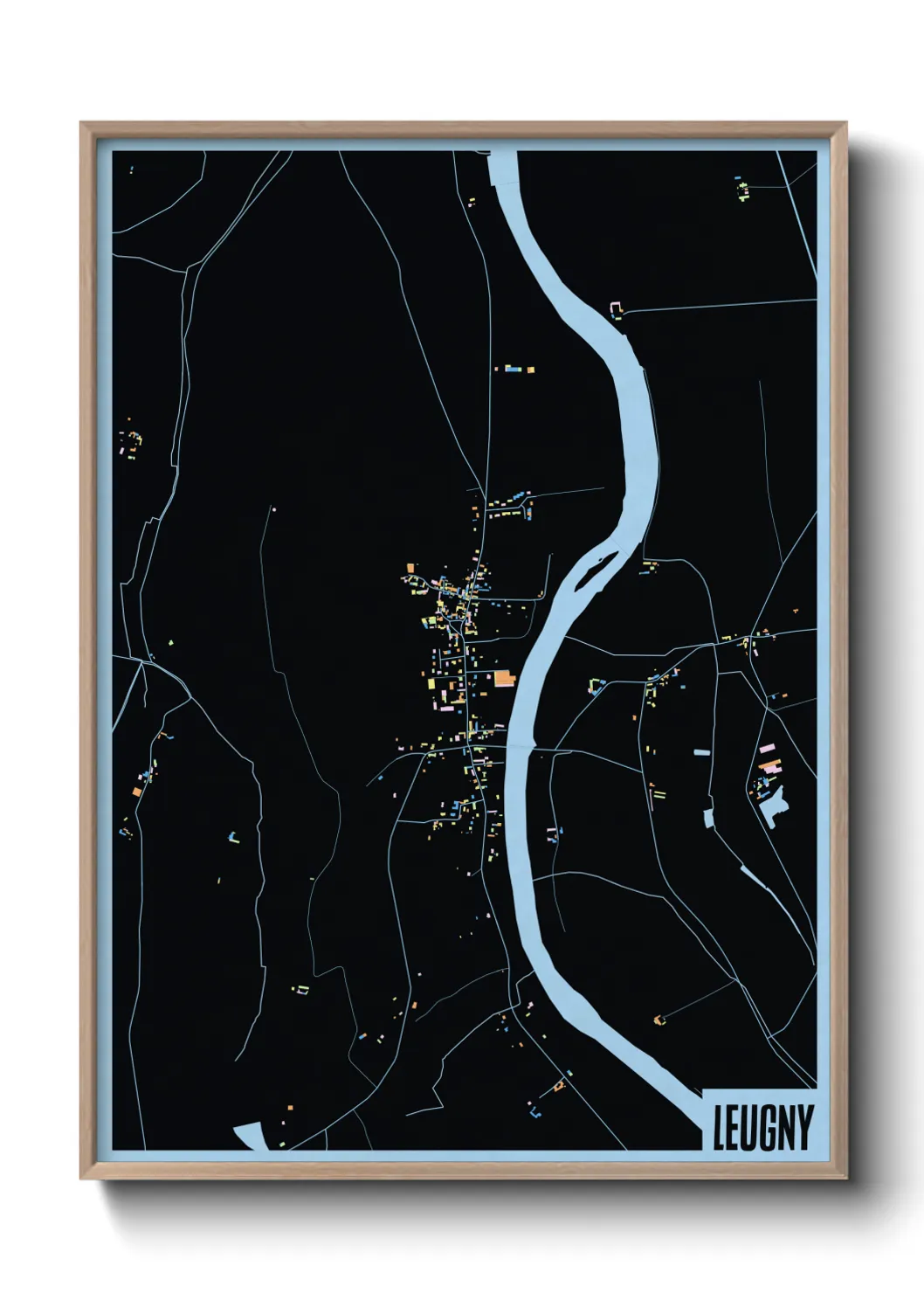 Une affiche de carte sur Leugny