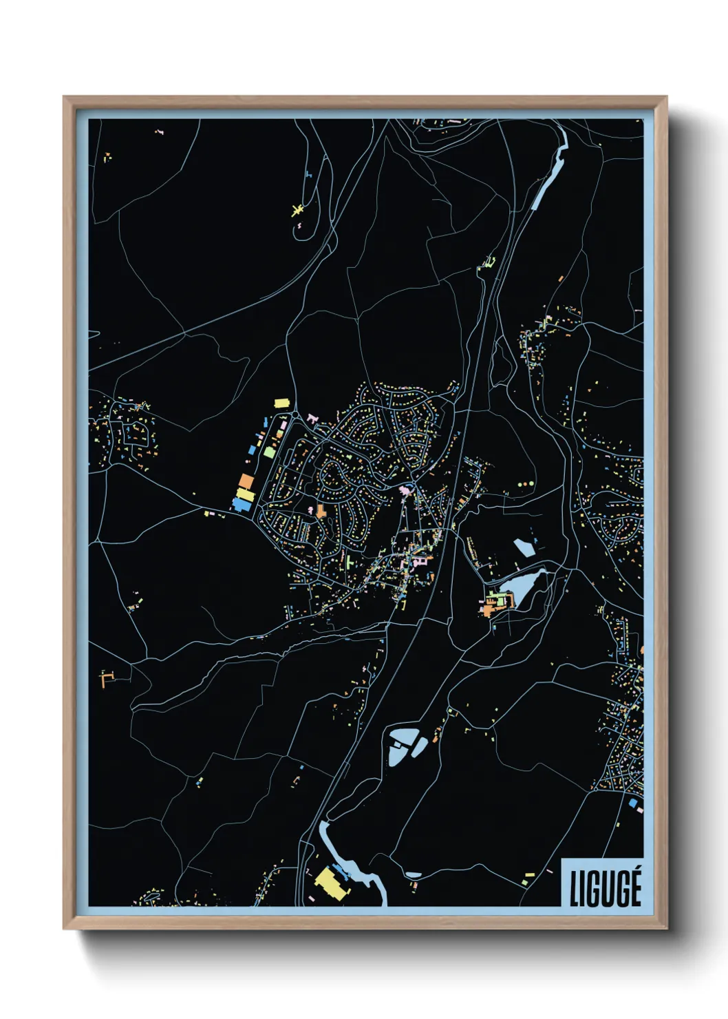 Une affiche de carte sur Ligugé