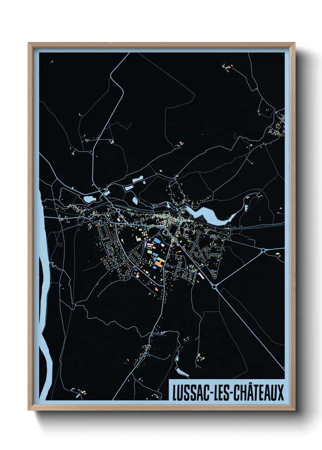 Une affiche de carte sur Lussac-les-Châteaux