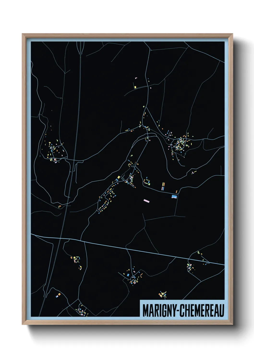 Une affiche de carte sur Marigny-Chemereau