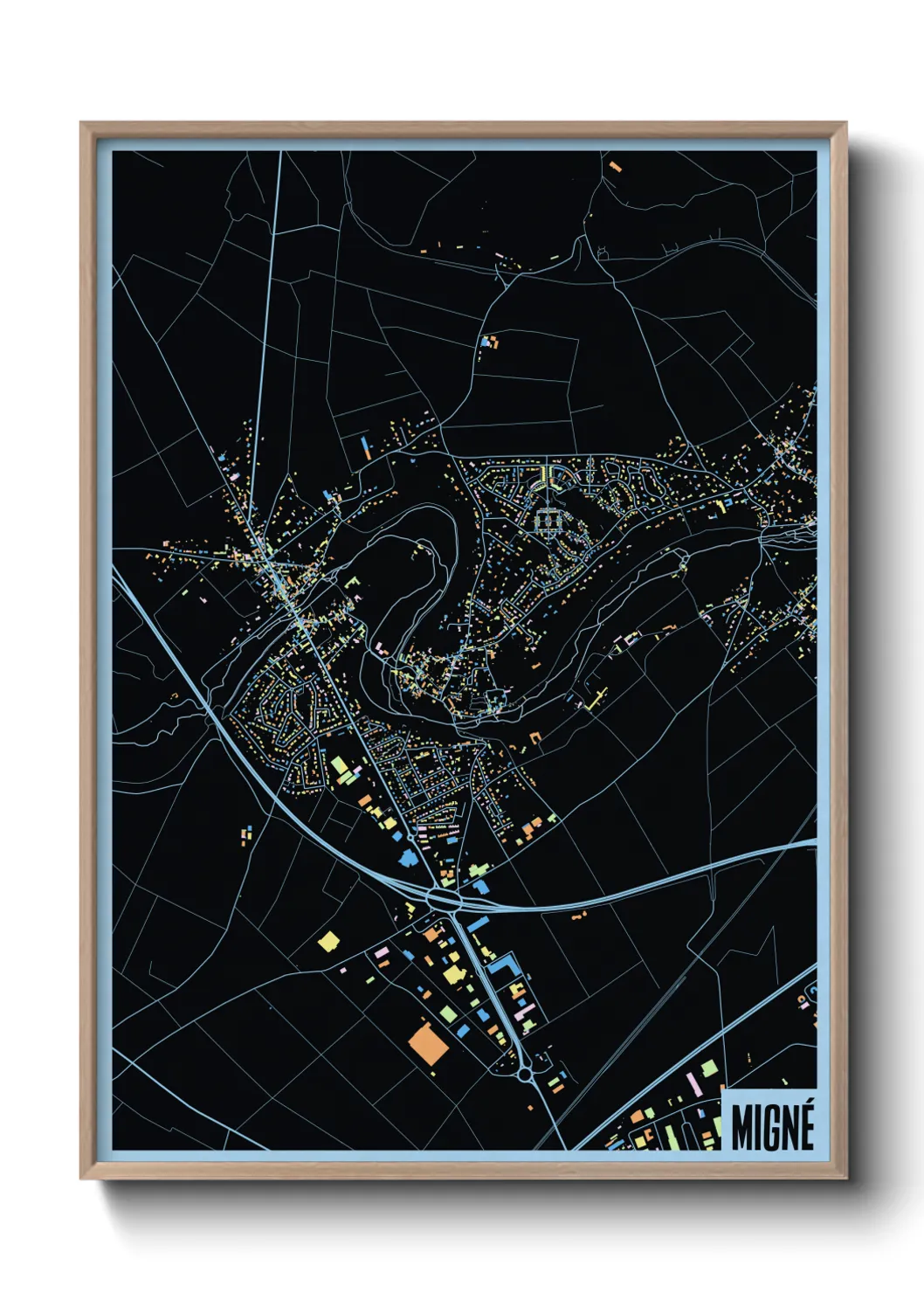 Une affiche de carte sur Migné