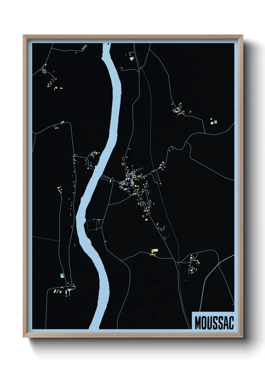 Une affiche de carte sur Moussac