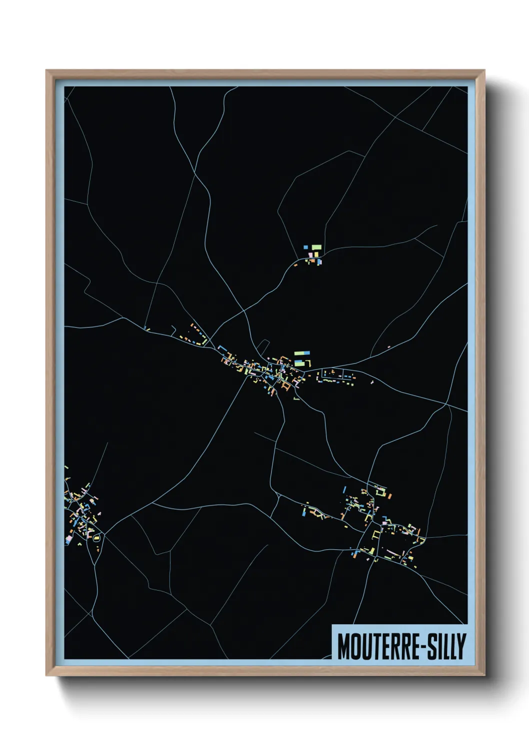 Une affiche de carte sur Mouterre-Silly