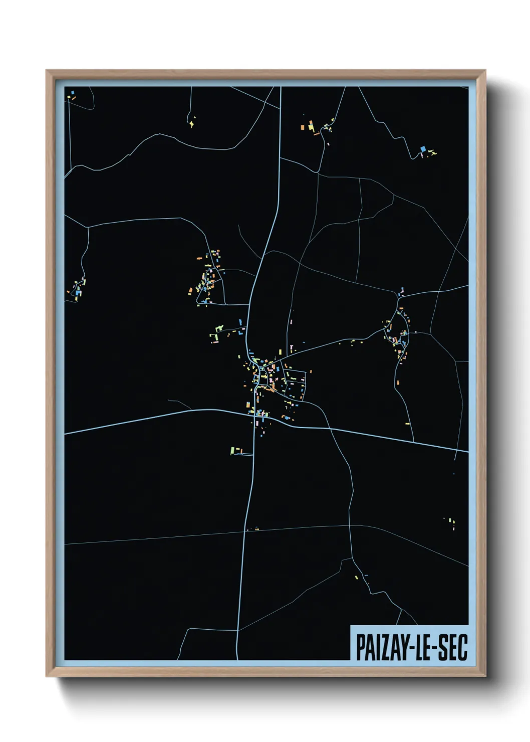 Une affiche de carte sur Paizay-le-Sec