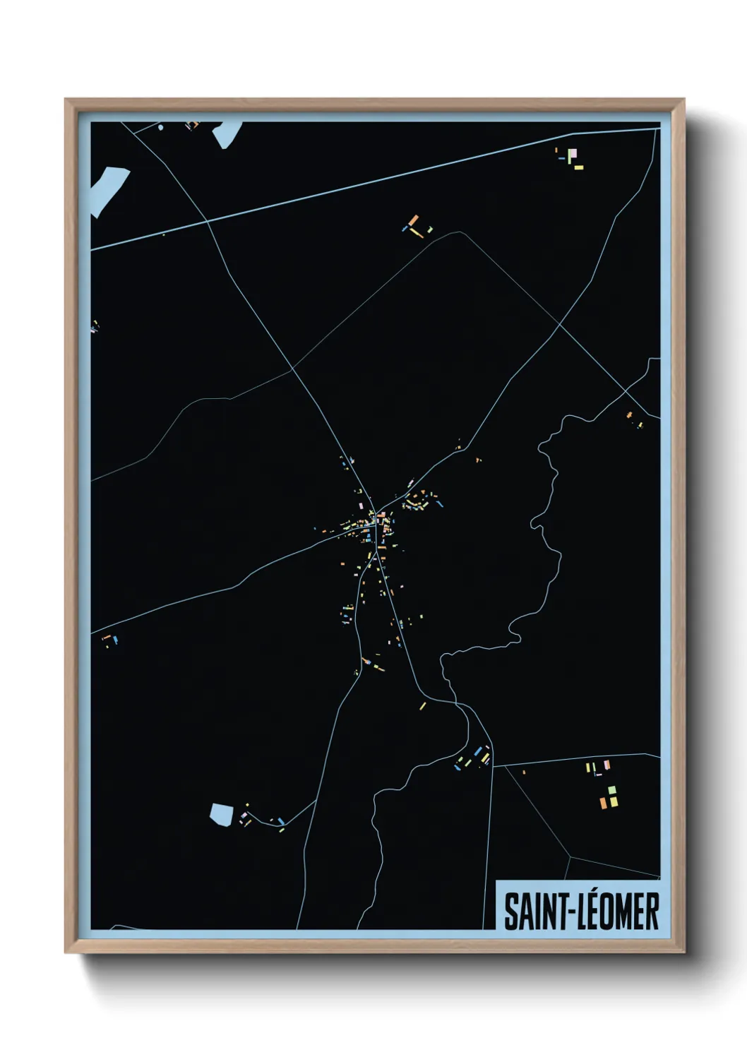 Une affiche de carte sur Saint-Léomer