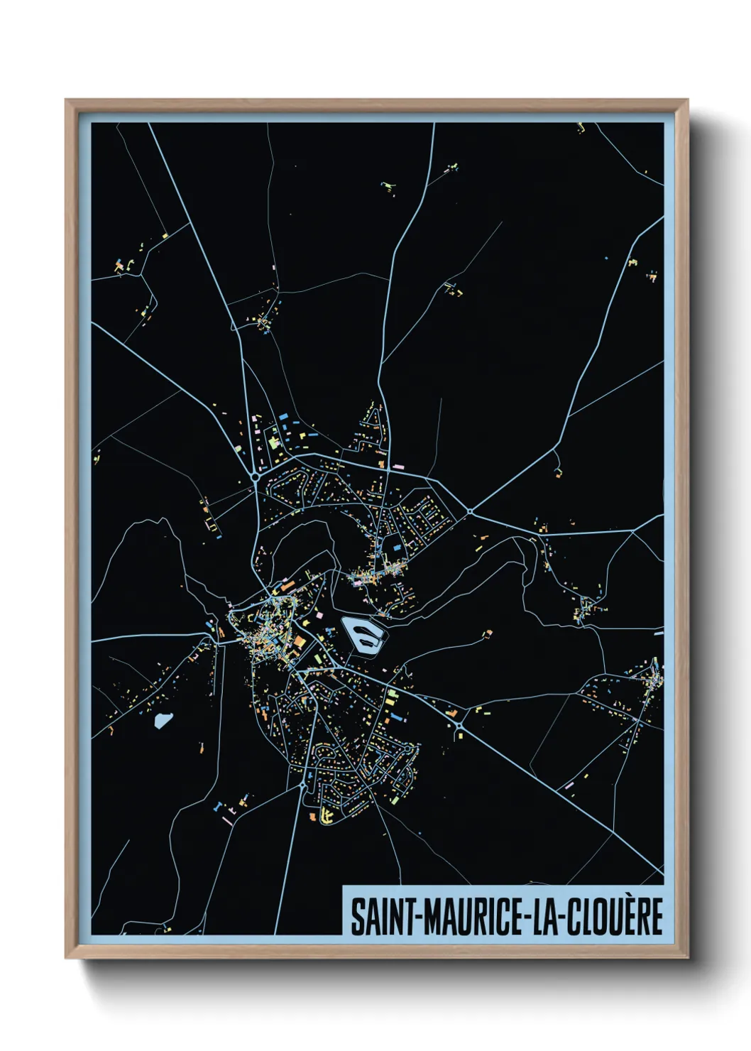 Une affiche de carte sur Saint-Maurice-la-Clouère