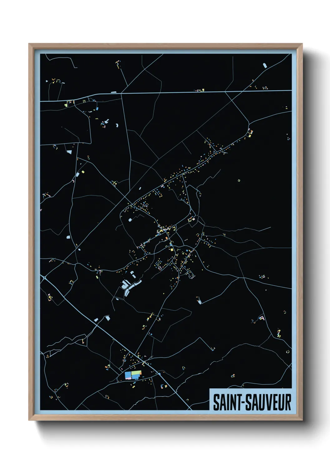 Une affiche de carte sur Saint-Sauveur