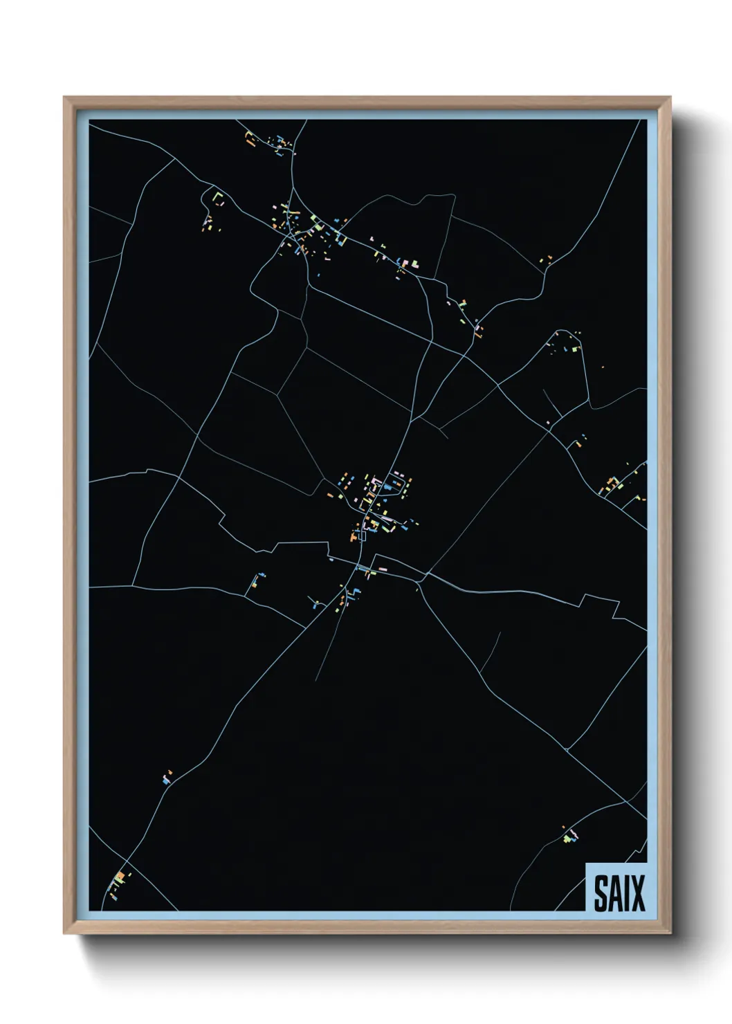 Une affiche de carte sur Saix