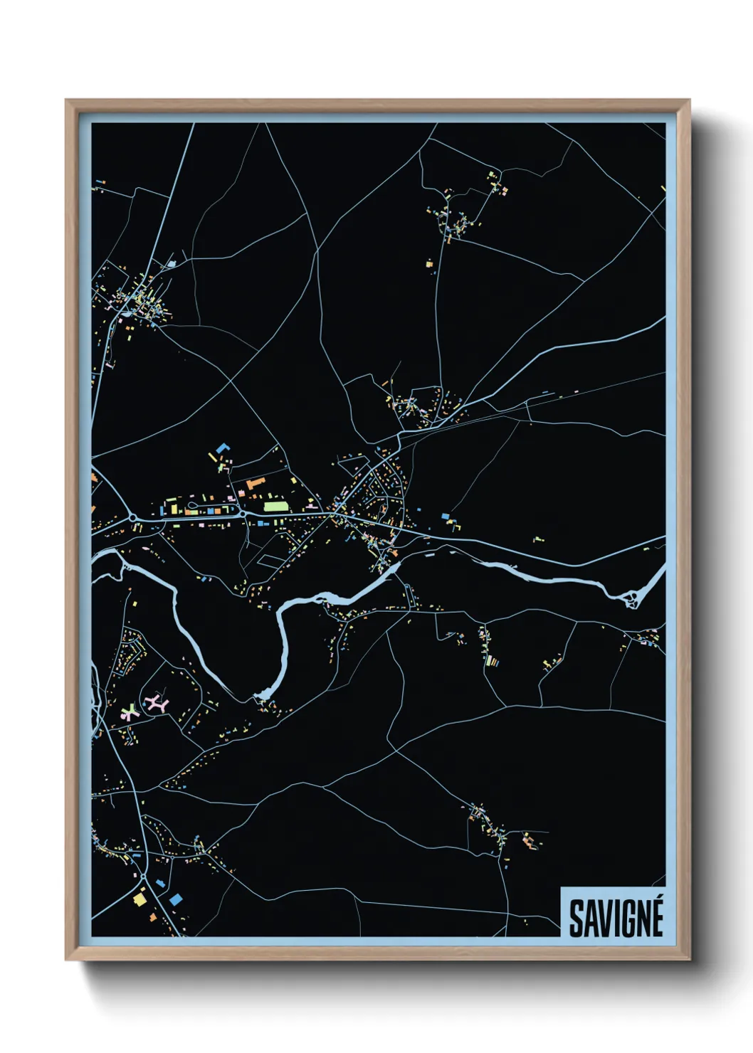 Une affiche de carte sur Savigné