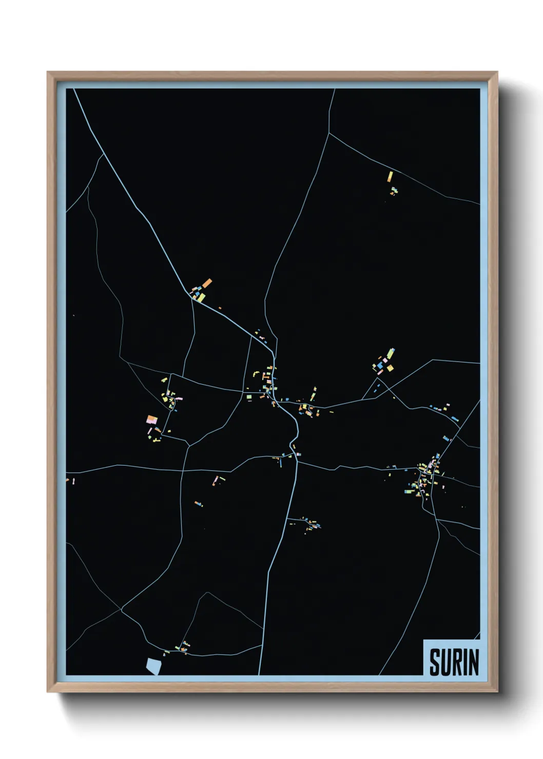 Une affiche de carte sur Surin