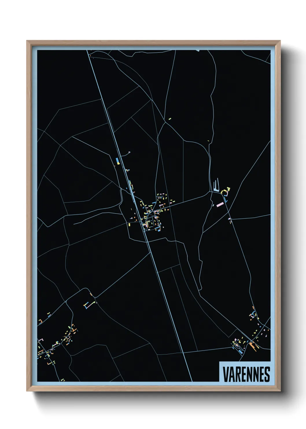 Une affiche de carte sur Varennes