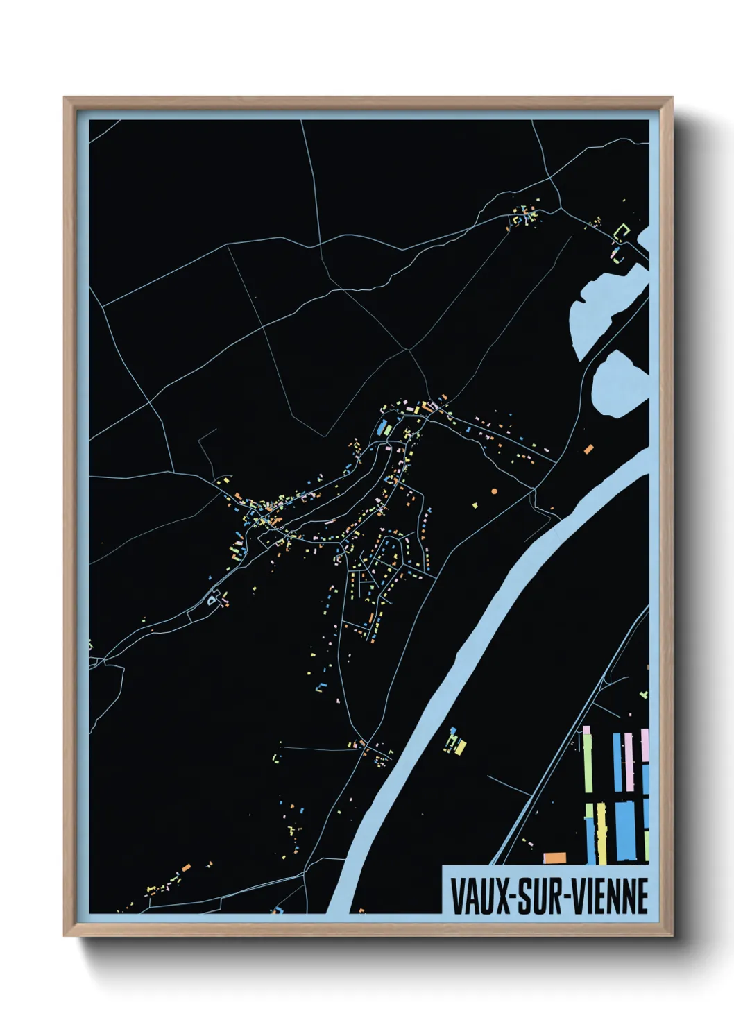 Une affiche de carte sur Vaux-sur-Vienne