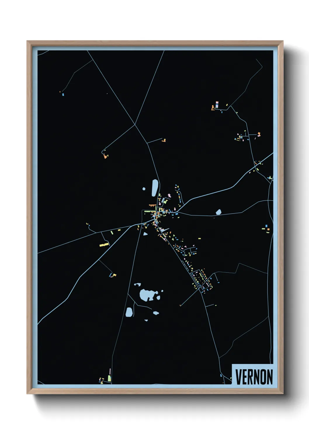 Une affiche de carte sur Vernon