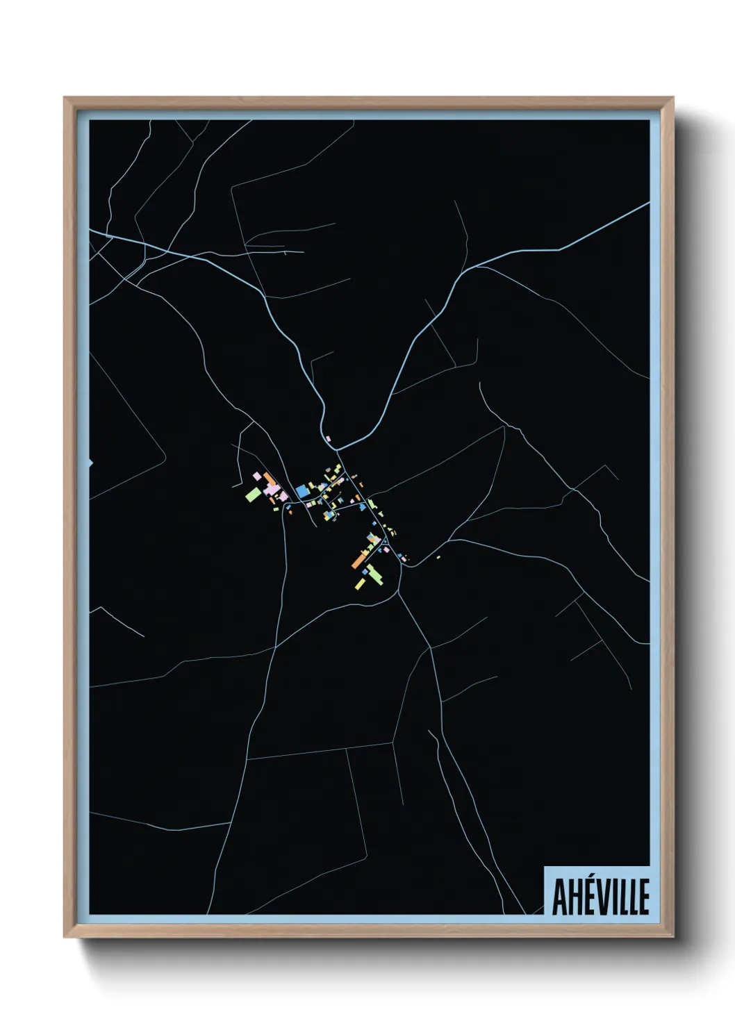 Une affiche de carte sur Ahéville