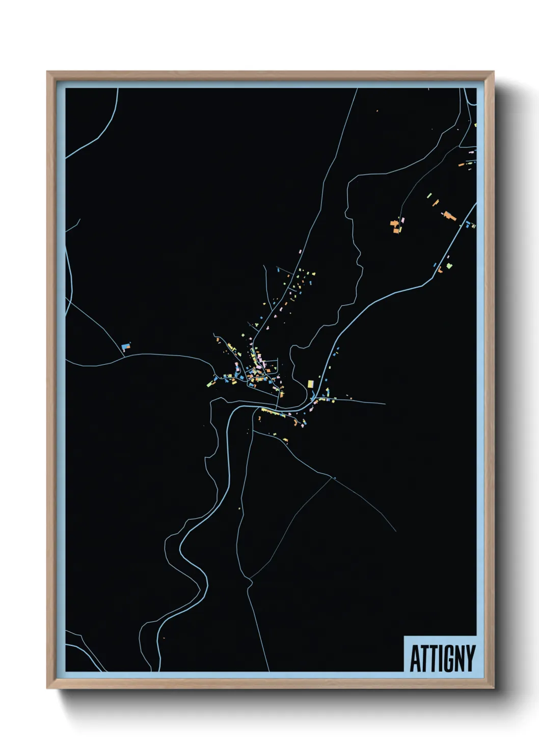 Une affiche de carte sur Attigny