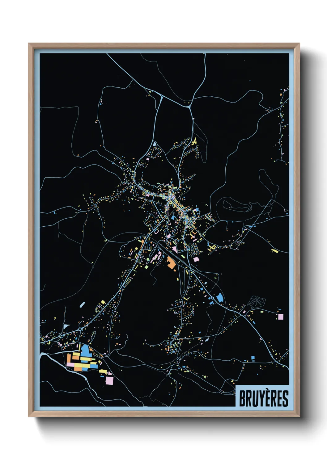 Une affiche de carte sur Bruyères