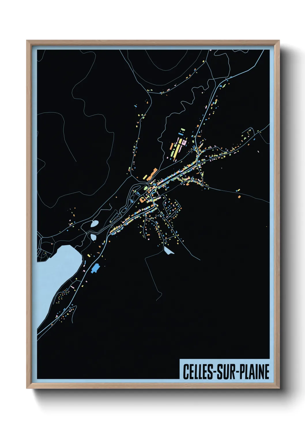 Une affiche de carte sur Celles-sur-Plaine