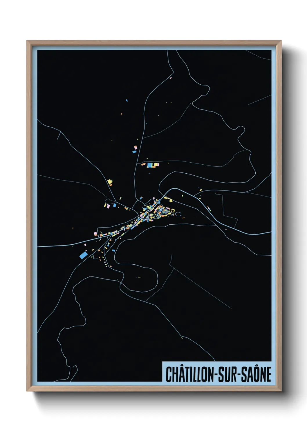 Une affiche de carte sur Châtillon-sur-Saône