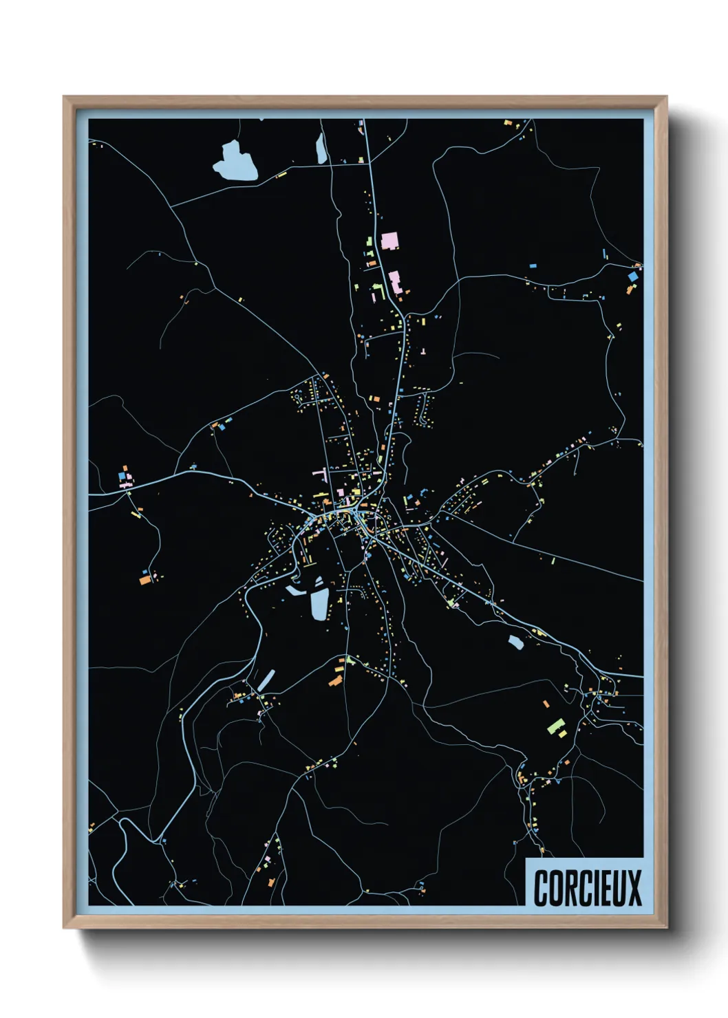 Une affiche de carte sur Corcieux