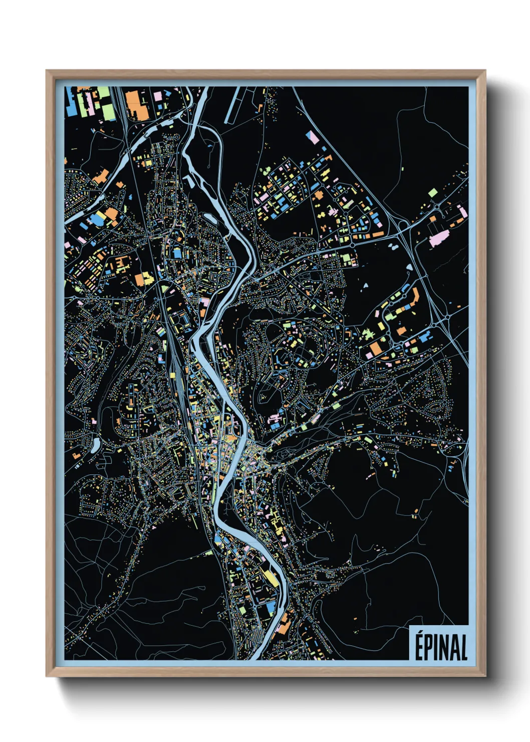 Une affiche de carte sur Épinal