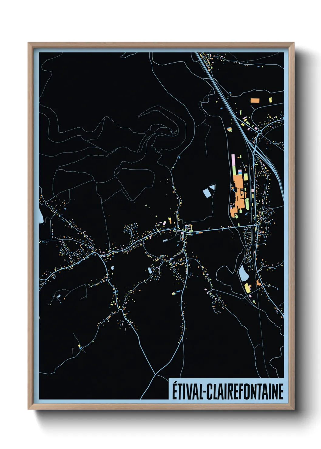 Une affiche de carte sur Étival-Clairefontaine