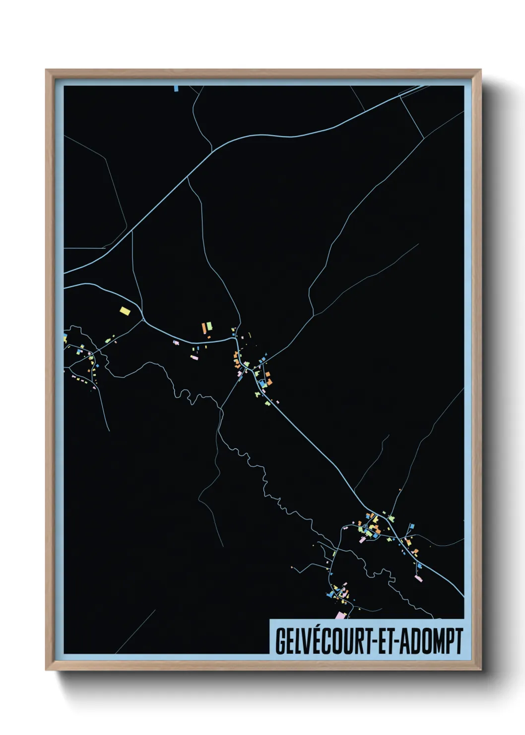 Une affiche de carte sur Gelvécourt-et-Adompt