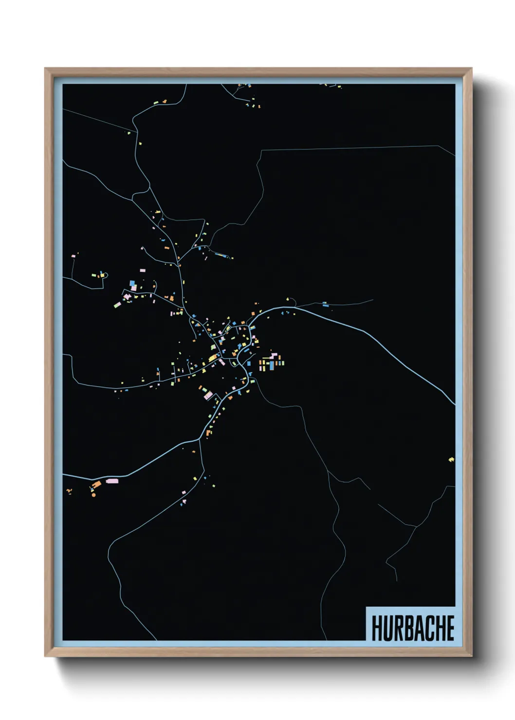 Une affiche de carte sur Hurbache