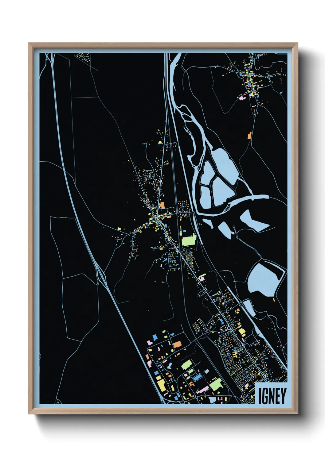 Une affiche de carte sur Igney