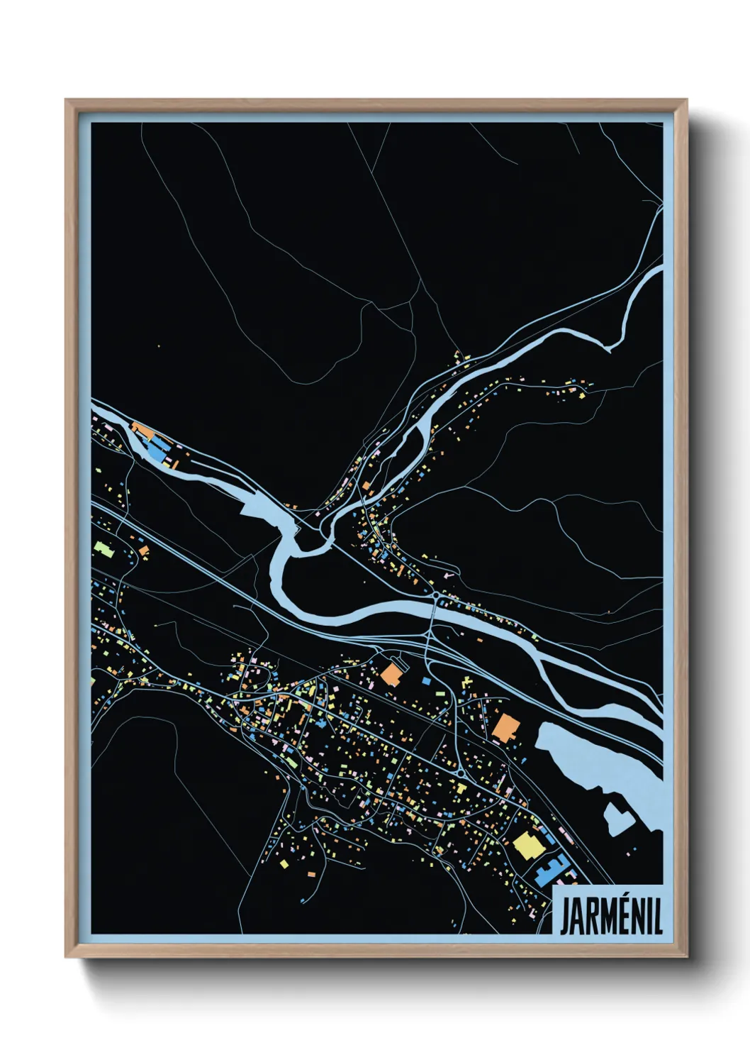 Une affiche de carte sur Jarménil